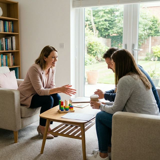 Child psychologist consulting with parents