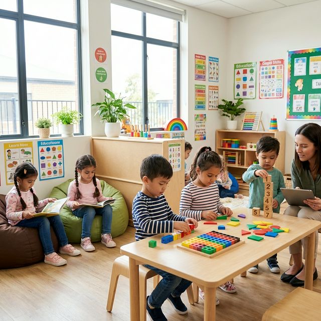 Junior kindergarten students engaged in learning