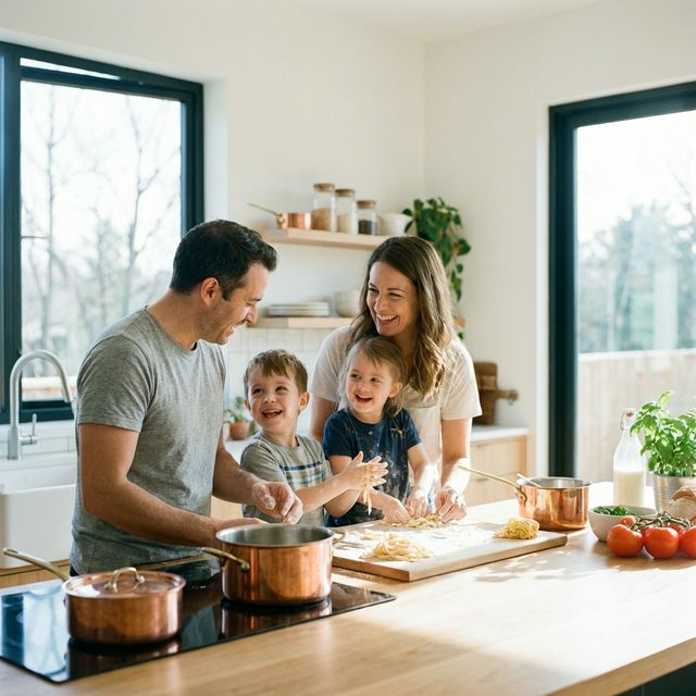 Parents and kids bonding over a weekend workshop